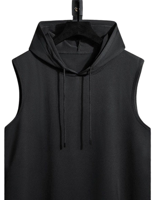 Hooded Drawstring Sleeveless Sports Tank Top