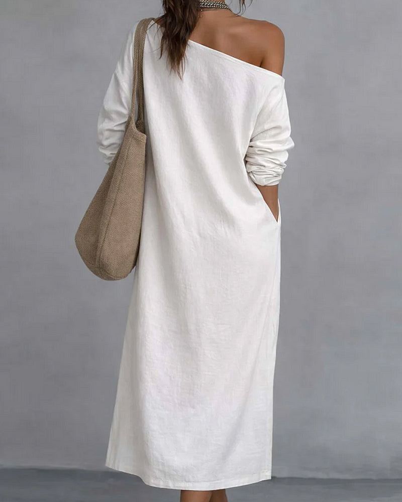 Fashionable Off-Shoulder Slit Long Dress