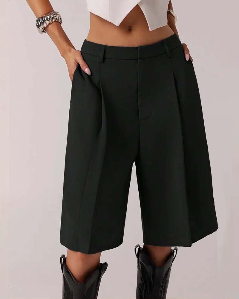Bermuda Straight Leg Pocket Casual Blazer Pant