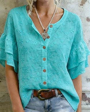 Double Layer Ruffle Sleeve Blouse