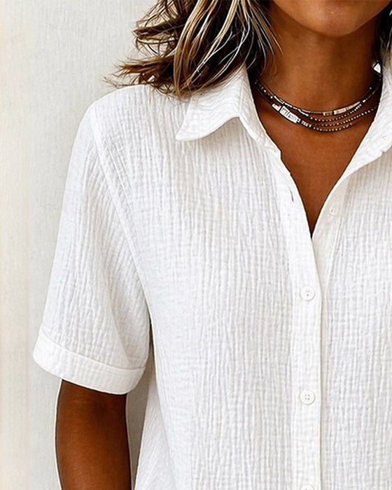 Short-Sleeve Collared Shirt