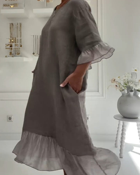 Ruffle Pocket Casual Dress