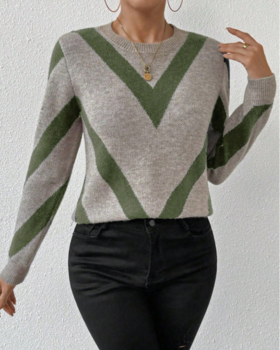 Geometric-Print Crew Neck Jumper
