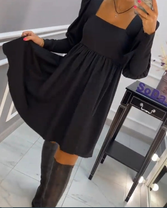 Elegant Square Neck A-Line Dress