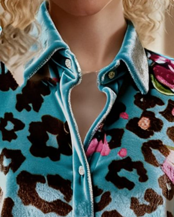 Leopard Print Fashion Bell Sleeve Blouse