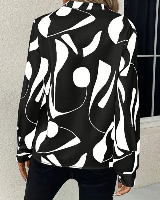 Abstract Geometric Print Blouse