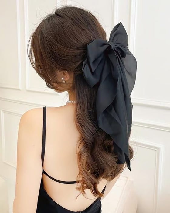 🔥Large Bow Hair Clip for Women – Wedding & Everyday Ponytail Accessory with Long Tail