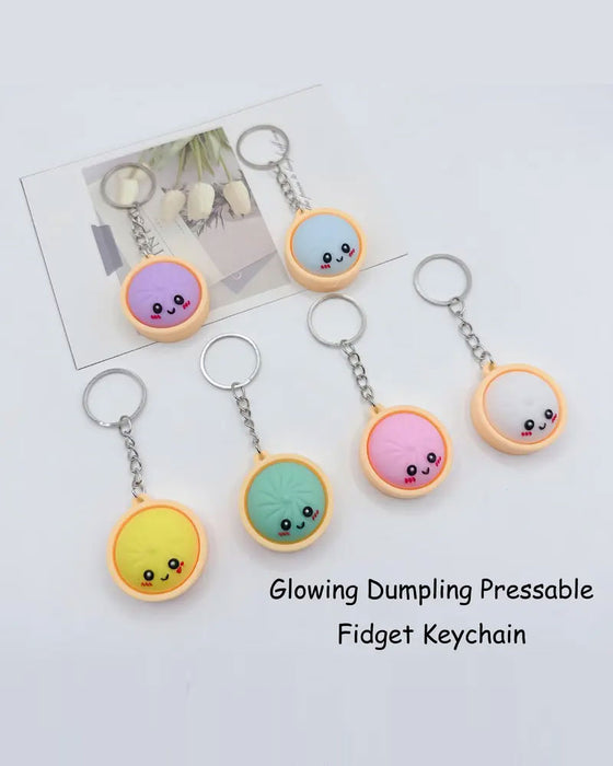 Cute Dumpling Pressable Glow Squishies Fidget Keychain
