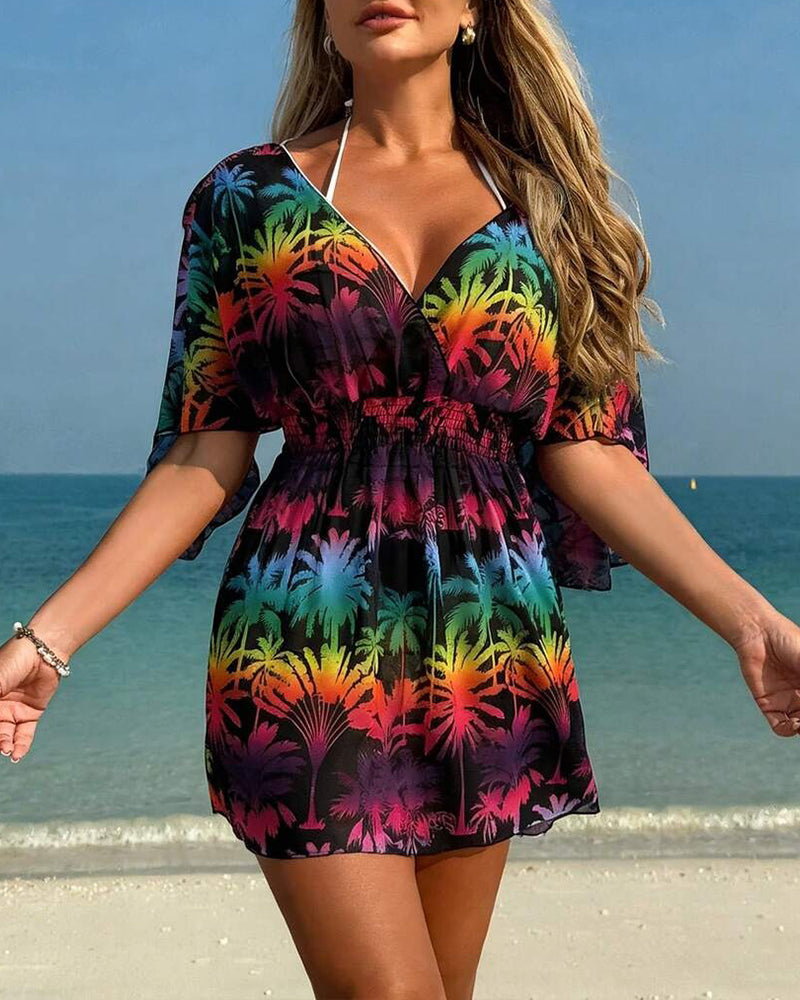 Rainbow Print Beach Cover-up