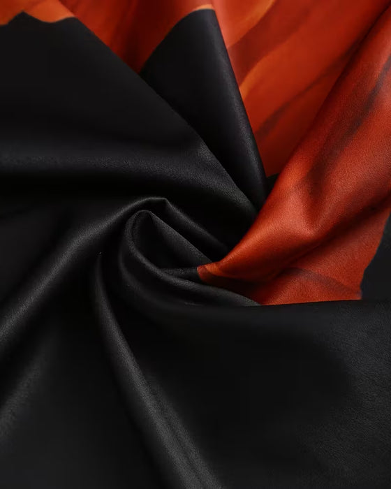 Lapel Straight Shoulder Printed Blouse