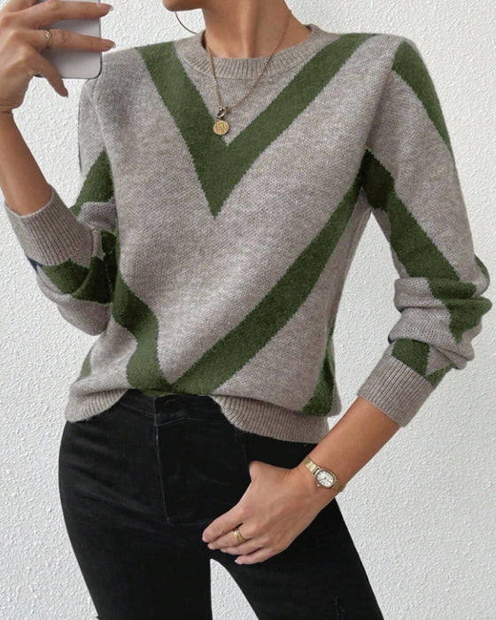 Geometric-Print Crew Neck Jumper