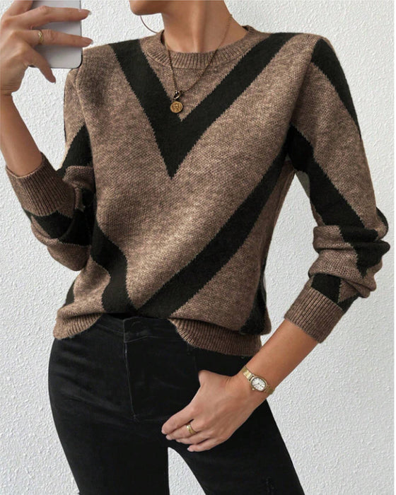 Geometric-Print Crew Neck Jumper