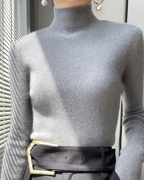 Half-High Neck Knitted Sweater