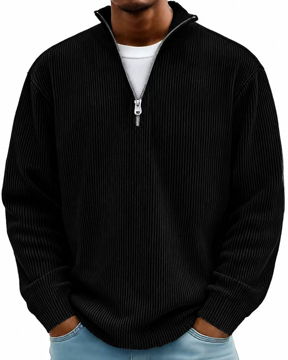 Men's Zipper Lapel Long Sleeve Sweatshirt