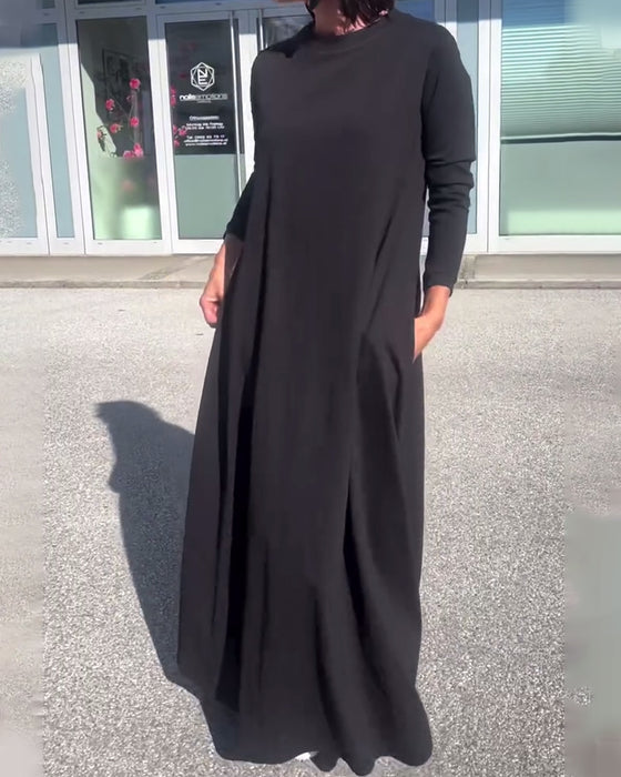Loose Long Sleeve Round Neck Dress
