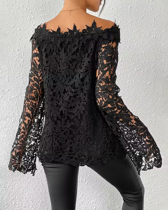 Fashionable Off-Shoulder Crochet Blouse