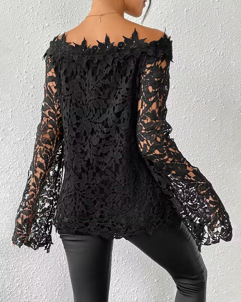 Fashionable Off-Shoulder Crochet Blouse