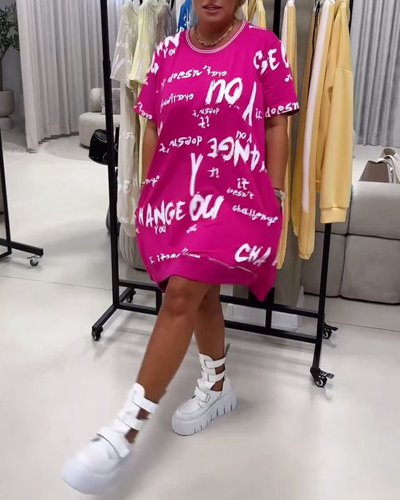Loose Letter Print Dress