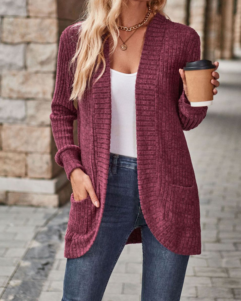 Brushed Casual Long-Sleeve Coat