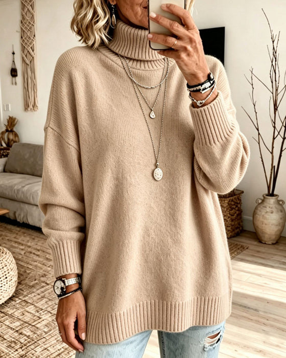 High-Neck Loose Pullover