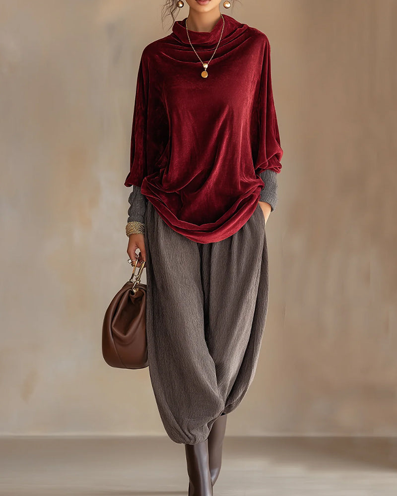 Draped Neck Casual Blouse