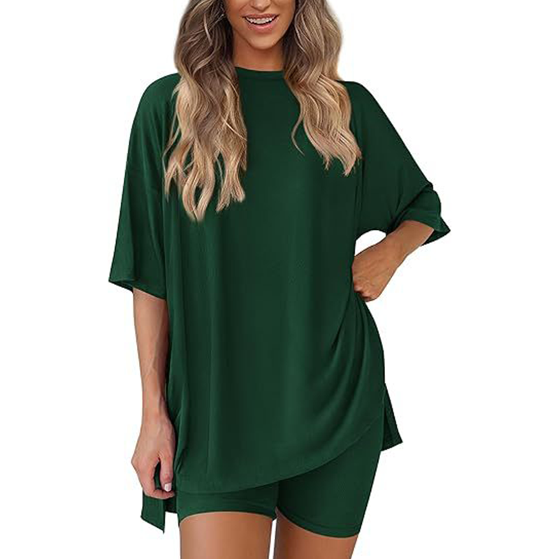 Relaxed Fit Solid Color Casual Set