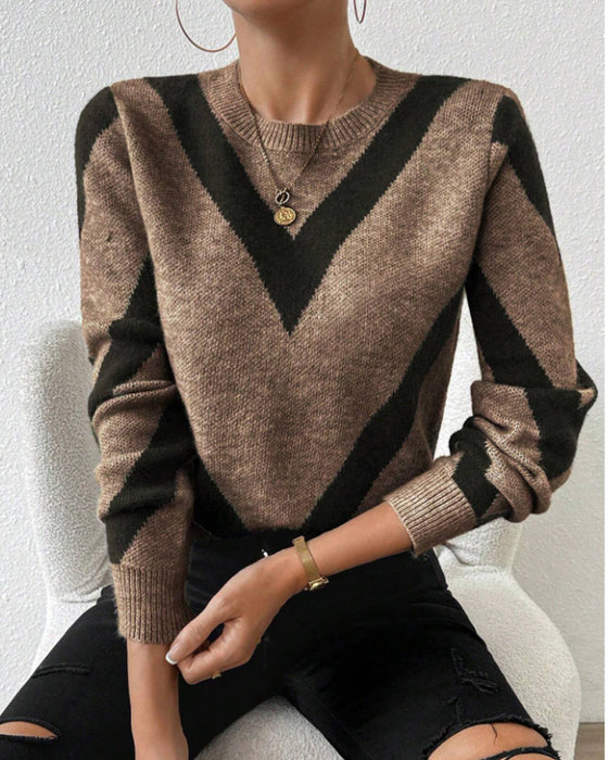 Geometric-Print Crew Neck Jumper