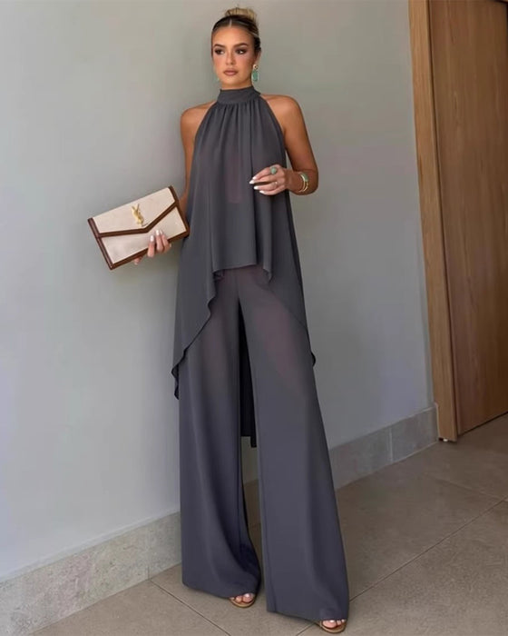 Casual Asymmetric Sleeveless Set