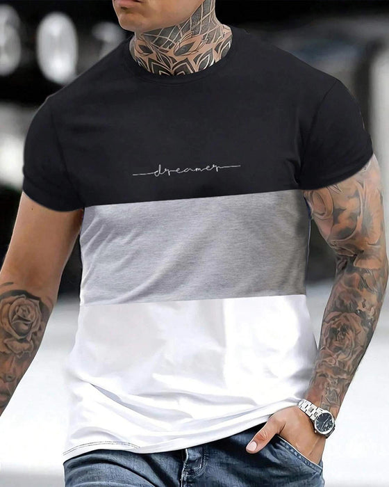Color Block Crew Neck Short Sleeve T-Shirt