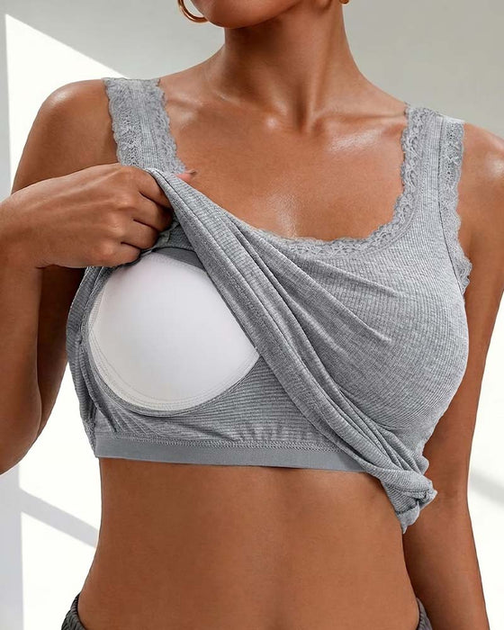 Padded Lace Trim Tank Top