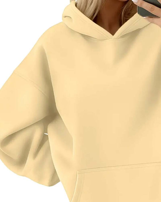 Solid Color Long Sleeve Casual Hoodie