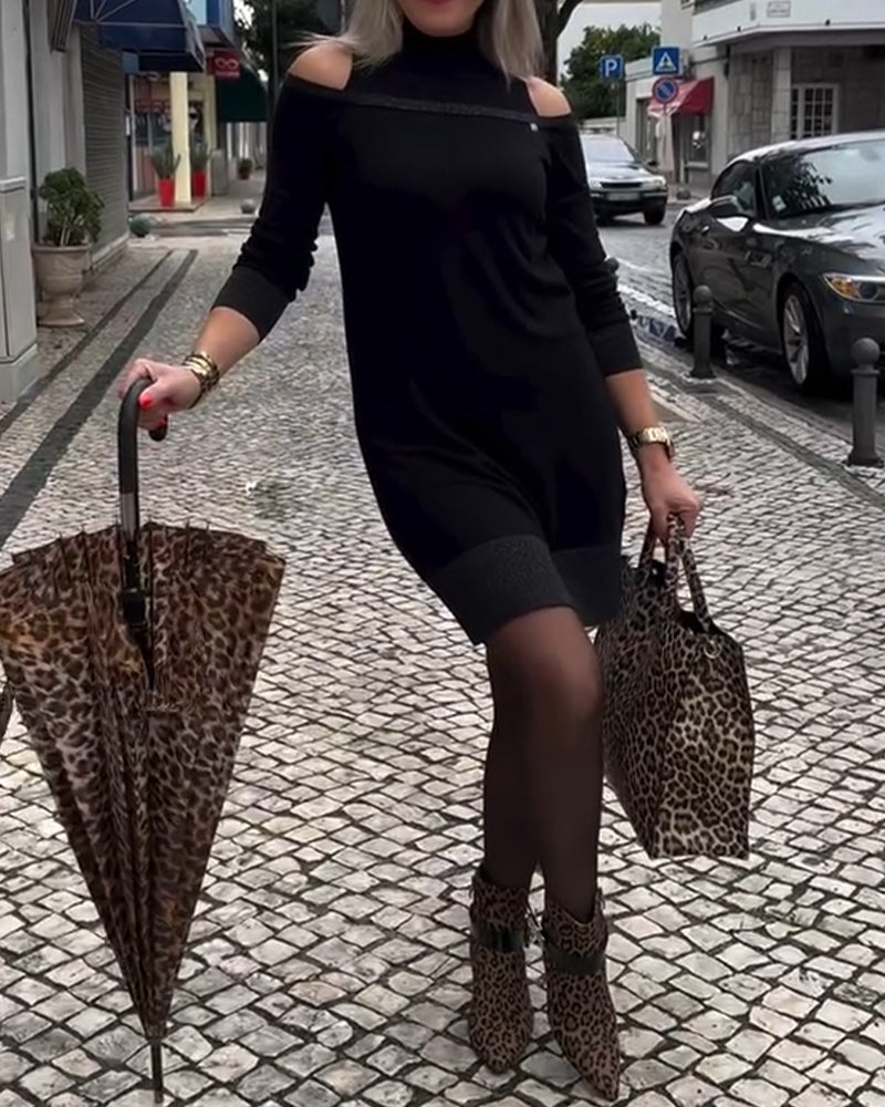 Off-Shoulder Long-Sleeved Fashion Dress