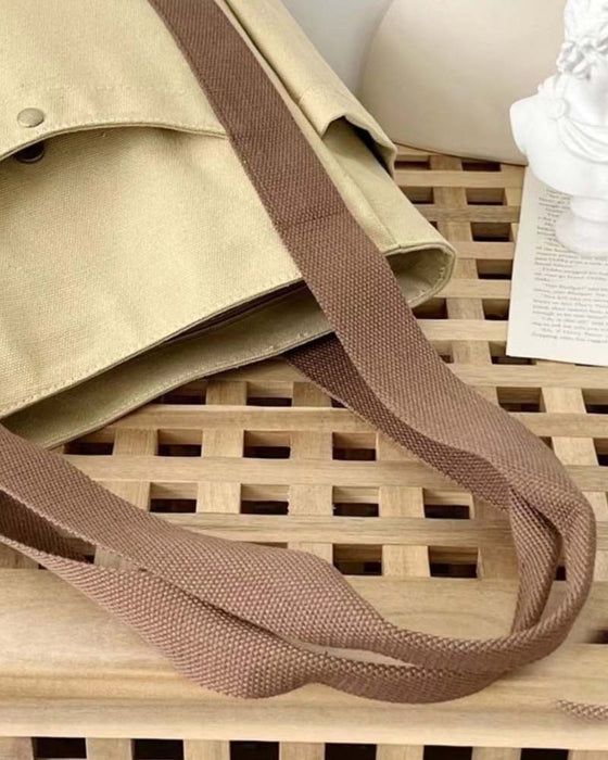 Large capacity canvas bag with double handles