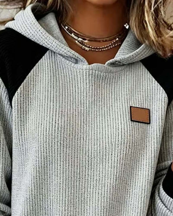 Color-Block Casual Women's Hoodie