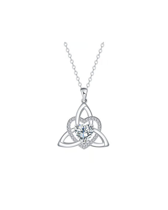 Birthstone Celtic Trinity Knot Heart Necklace✨ Heart Shape Celtic Trinity Knot Birthstone Pendant
