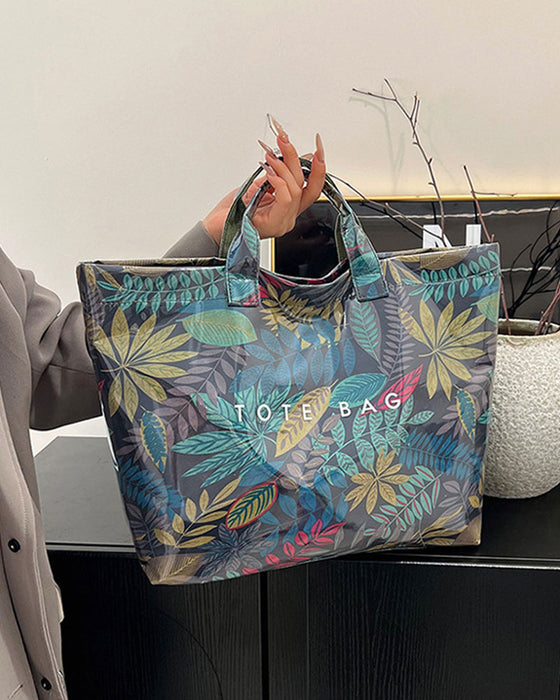 Women's Camo And And Leaf Print Tote Bag