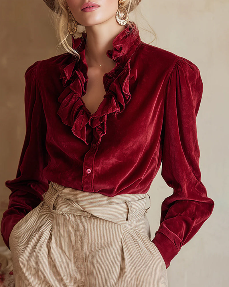 Ruffled Puff Sleeve Top