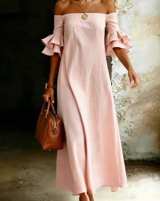 One Shoulder Ruffled Long Dress