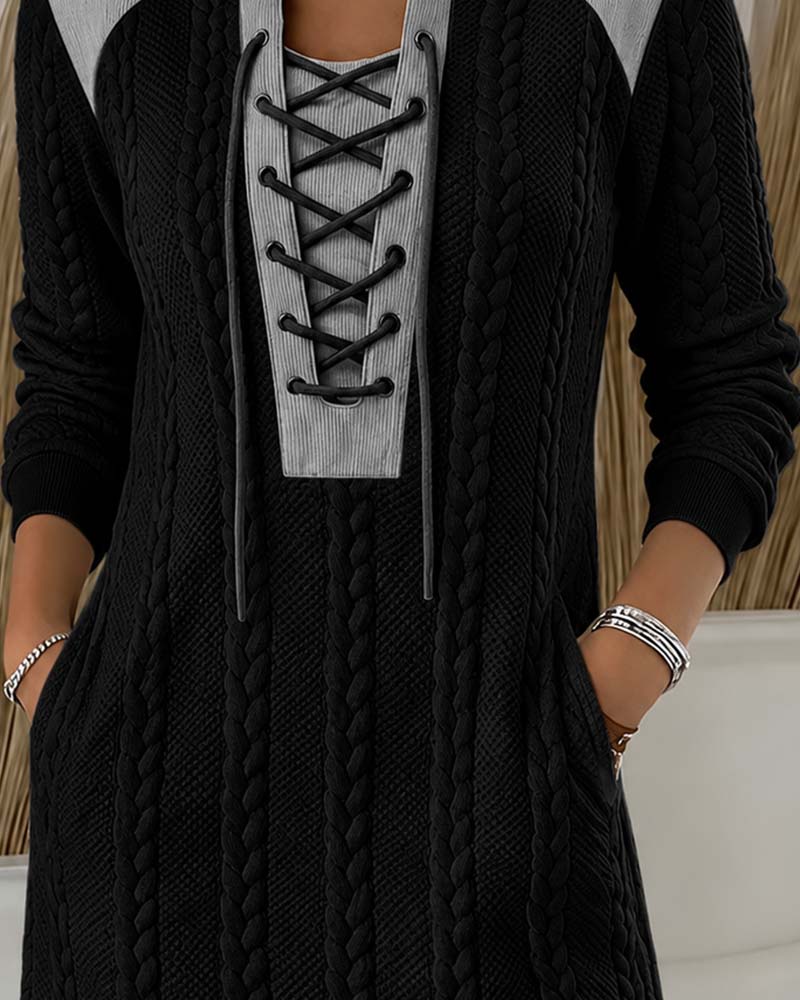 Tie Fashion Color Block Dress