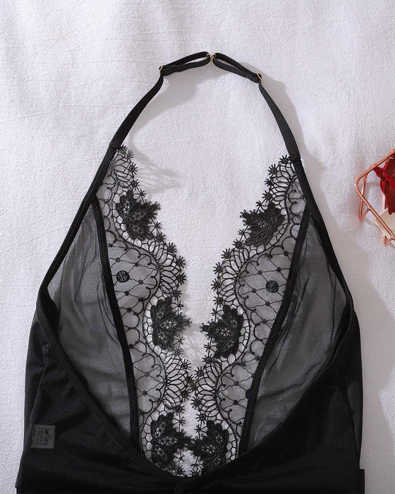 See-Through Backless Cutout One-Piece Lingerie
