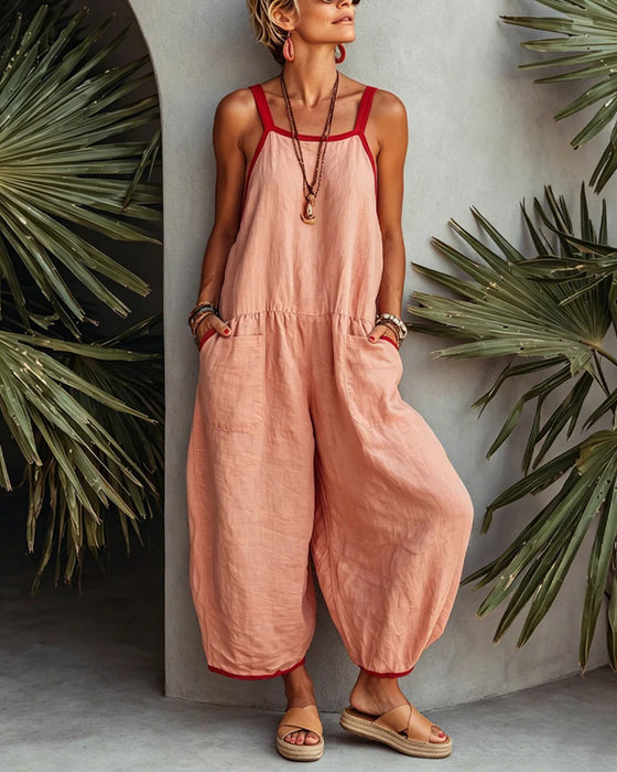 Color-Blocked Pocket Jumpsuit