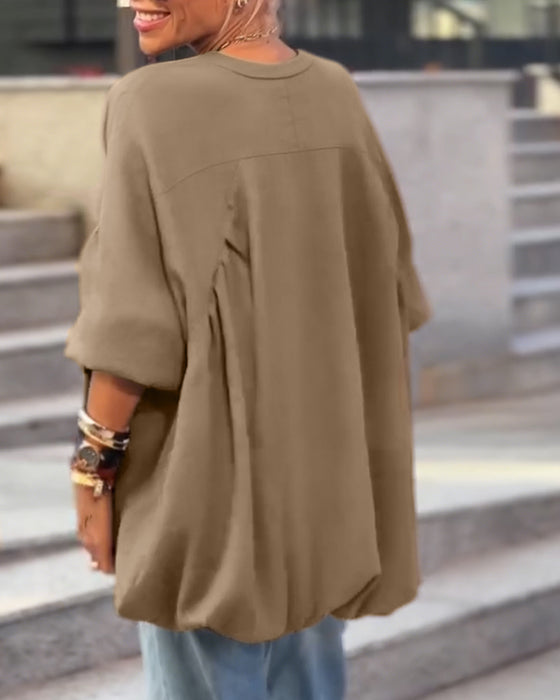 Solid Color Loose Irregular Top