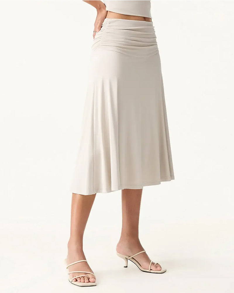 Solid Color Stacked A-Line Skirt