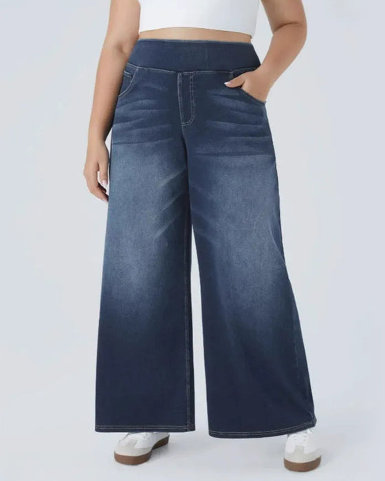 High-Waisted Washed Loose Baggy Casual Denim