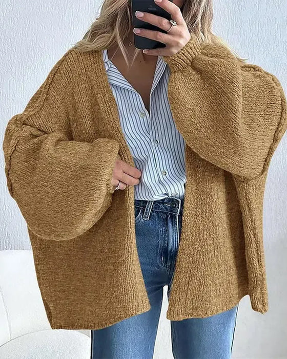Solid Color Loose Sweater Coat