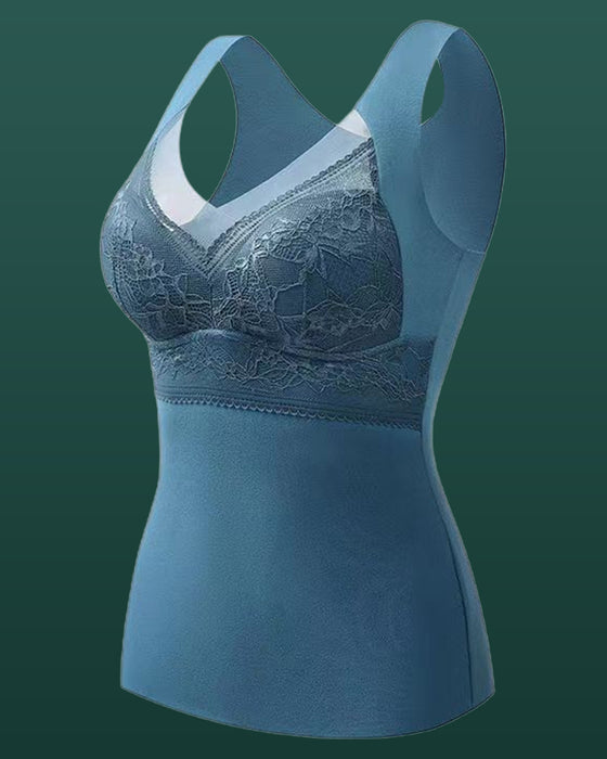 Lace Thermal Vest With Chest Pad Underwear
