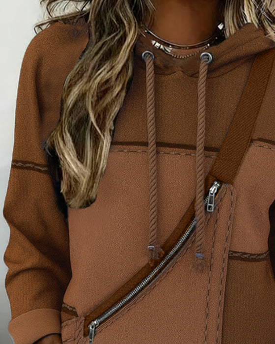 Stylish Color-Blocked Hoodie