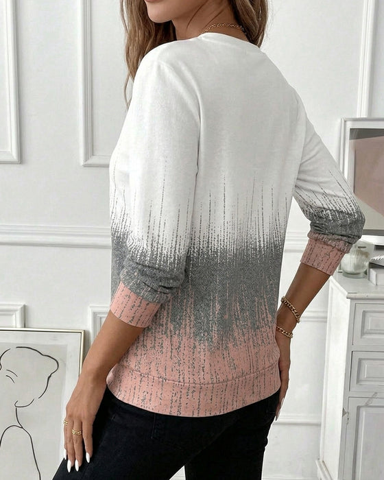 Half-Zip Gradient Long Sleeve Sweatshirt