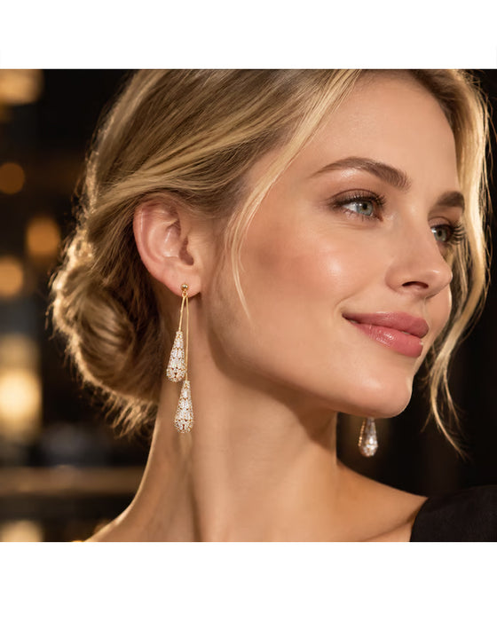 Elegant Zircon-Decorated Two-Way Teardrop Tassel Earrings for Women