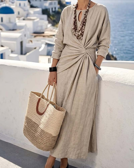 Hollow Out Side Twist Knot Dress